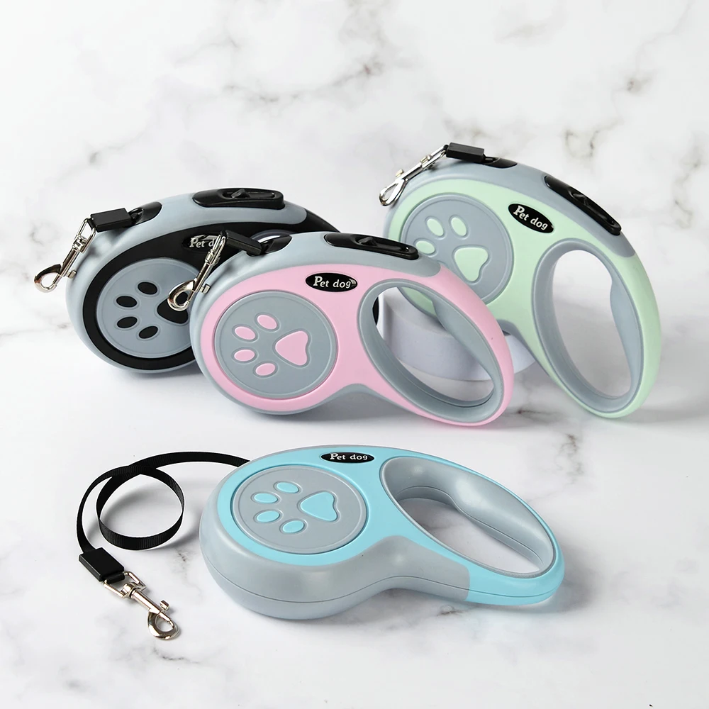 Correa de nailon para perros de 3m y 5m, cuerda retráctil automática para gatos, extensión larga para cachorros, caminar, correr, ruleta de tracción para perros pequeños
