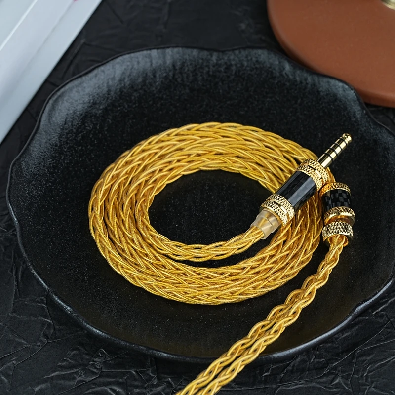 XINHS-Cable de actualización de auriculares chapado en oro de cobre de cristal único 7N, 8 núcleos, 3,5/2,5/4,4mm, MMCX/0,78, 2 pines para IEM Vesper Chu II SR5