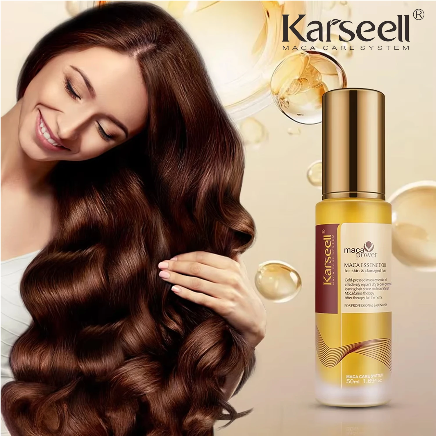 Karseell 50ml aceite de argán marroquí para la curación del cabello aceite de argán prensado en frío sin peso suero para el cabello seco y dañado