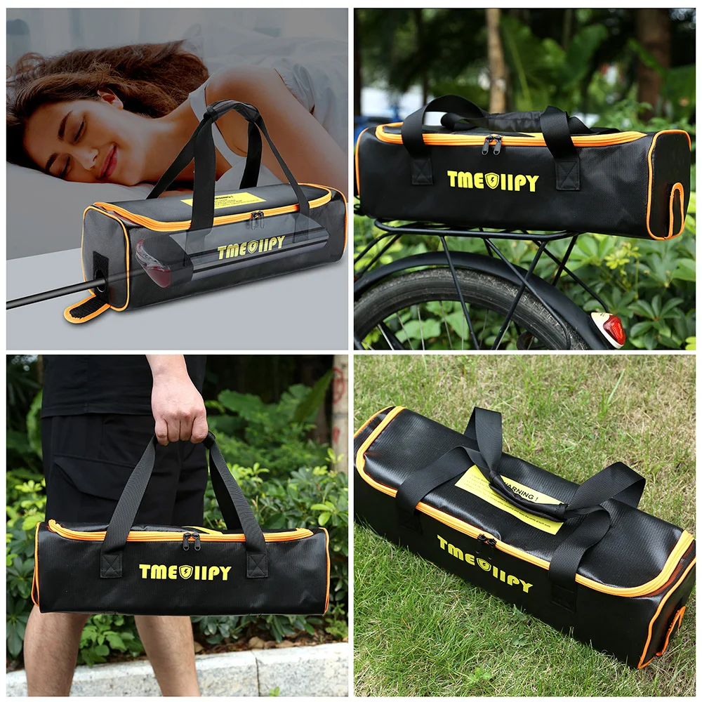 Bolsa de batería para bicicleta eléctrica, bolsa ignífuga de gran capacidad, carga de batería Lipo, accesorios portátiles a prueba de explosiones