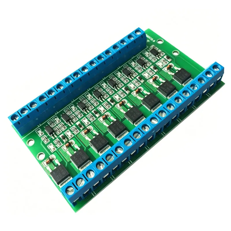 Módulo Controlador MOSFET Optoaislado de 8 Canales, DC 3.7-27V 10A por Canal, Entrada PWM 3-20V, 0-20kHz, para Amplificación de Señal PLC
