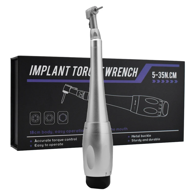 JUMTOP Llave dinamométrica universal para implante dental con 12 conductores, cabezal de pestillo para odontología, pieza de mano de 5 a 35 N.cm