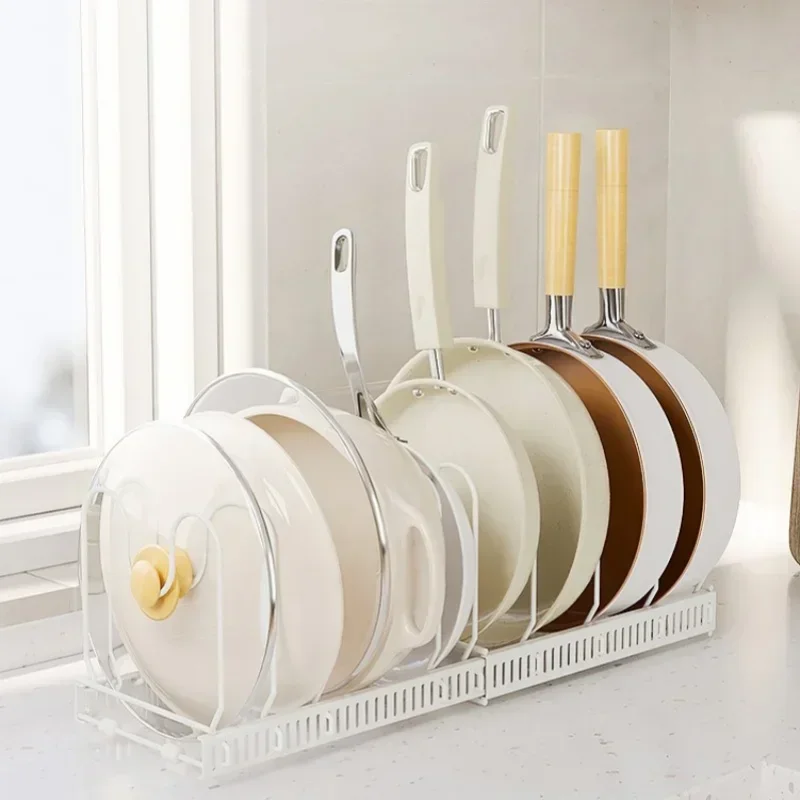 Estante para ollas, estante de almacenamiento para cuencos y platos, sartén de acero al carbono ajustable retráctil multicapa, estante para utensilios de cocina para secado de platos, herramientas de cocina