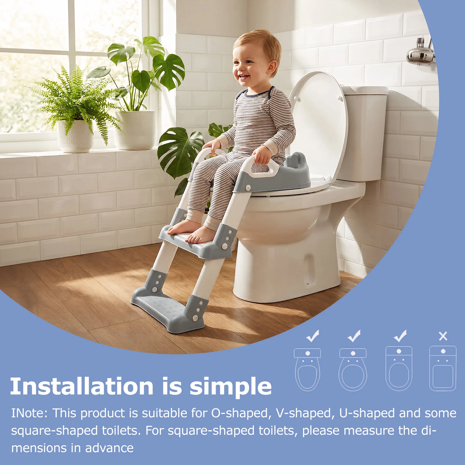 Taburete Plegable para Inodoro Infantil, Asiento de Entrenamiento Ajustable, Escalera Auxiliar para Niños, Herramienta Segura para el Entrenamiento para Ir al Baño