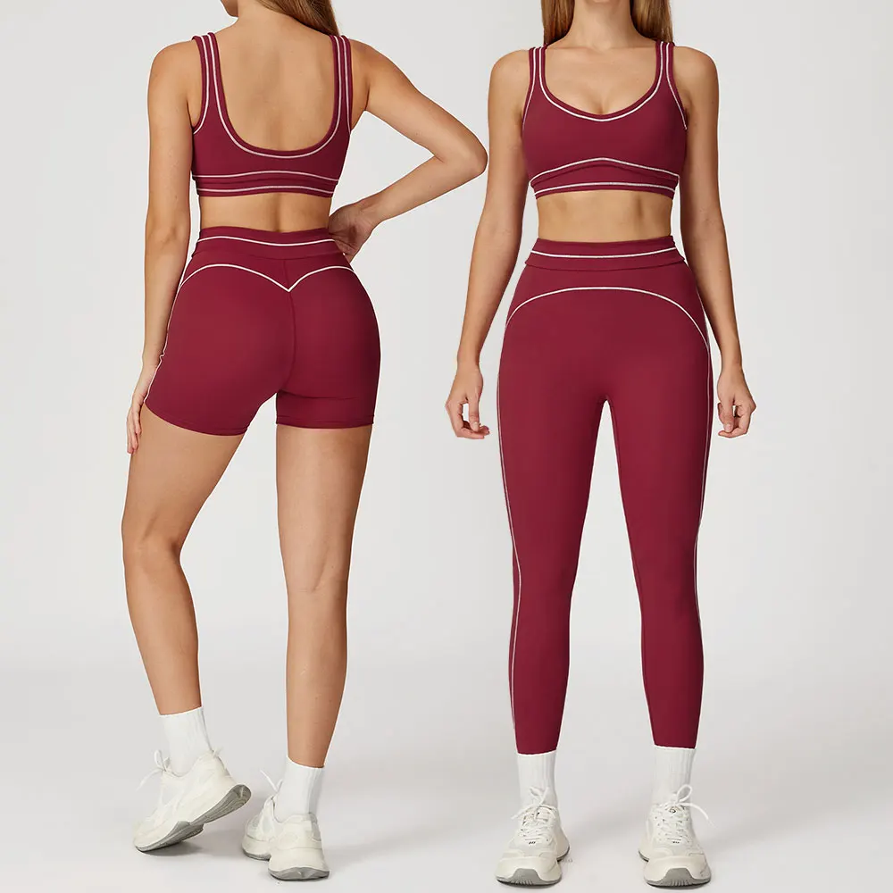 Traje de Yoga para mujer, chándal, Sujetador deportivo, Legging de cintura alta, pantalones cortos, conjunto de gimnasio, ropa de entrenamiento para correr, ropa deportiva de realce