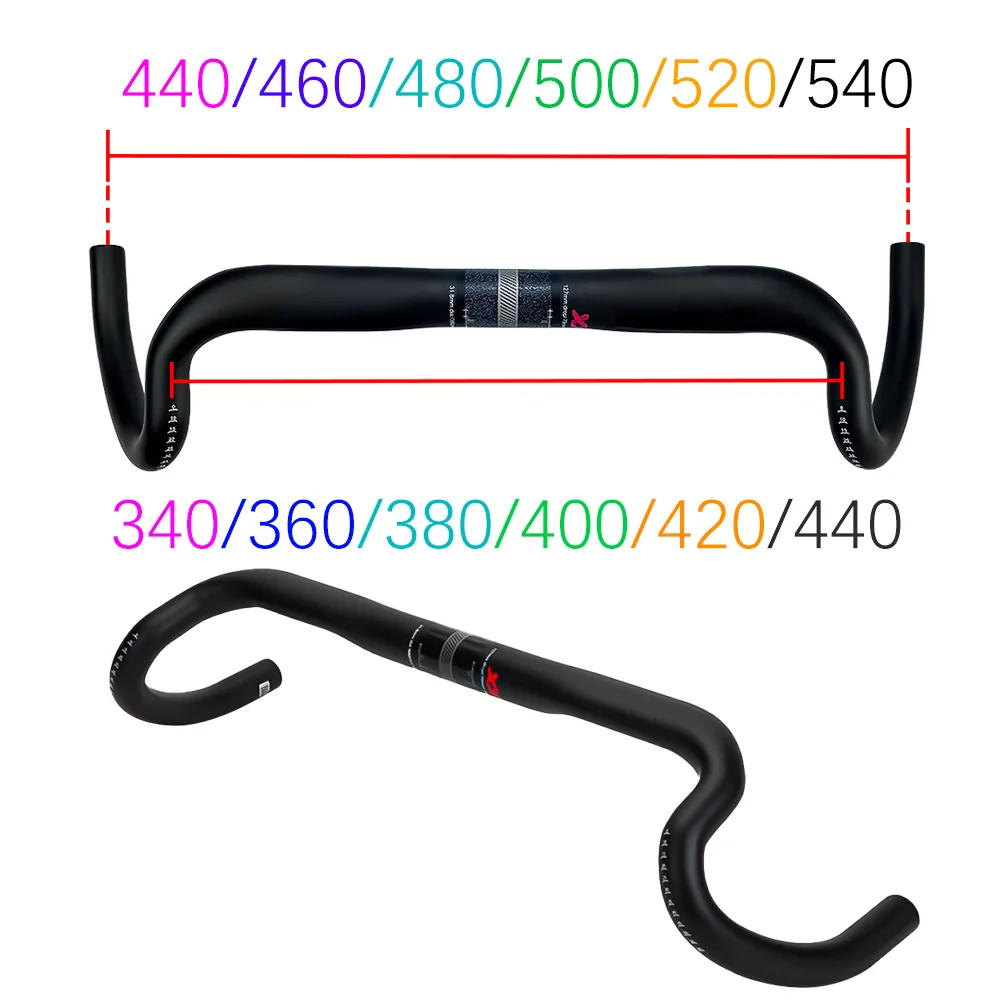 Nuevo Manillar de Carbono para Bicicleta de Gravel, Manillar de Gran Curvatura para Ciclocross y Bicicleta de Carretera, 380/400/420/440mm, Fibra de Carbono