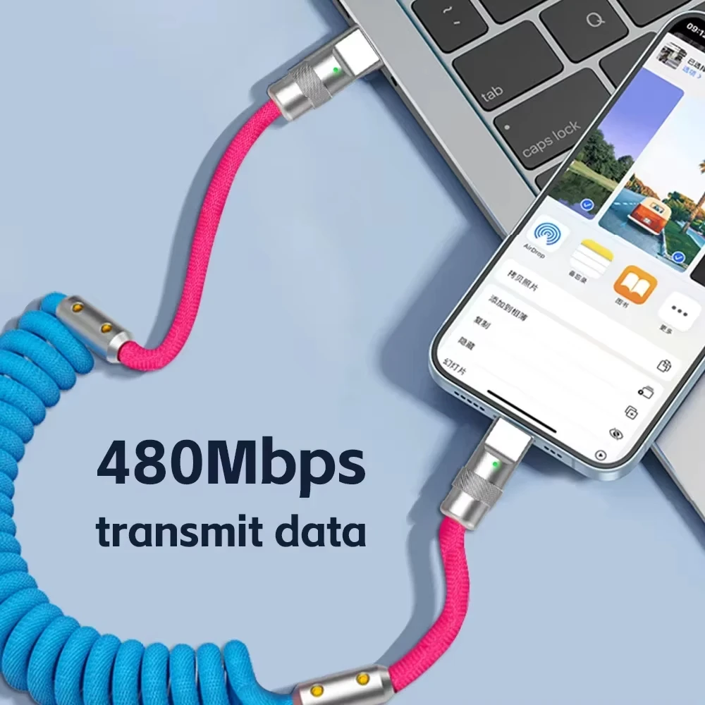 1,8 M PD 60W resorte de carga rápida USB C a Cable tipo C para 15 Pro Max Samsung Xiaomi Huawei cargador de teléfono Cables tipo C