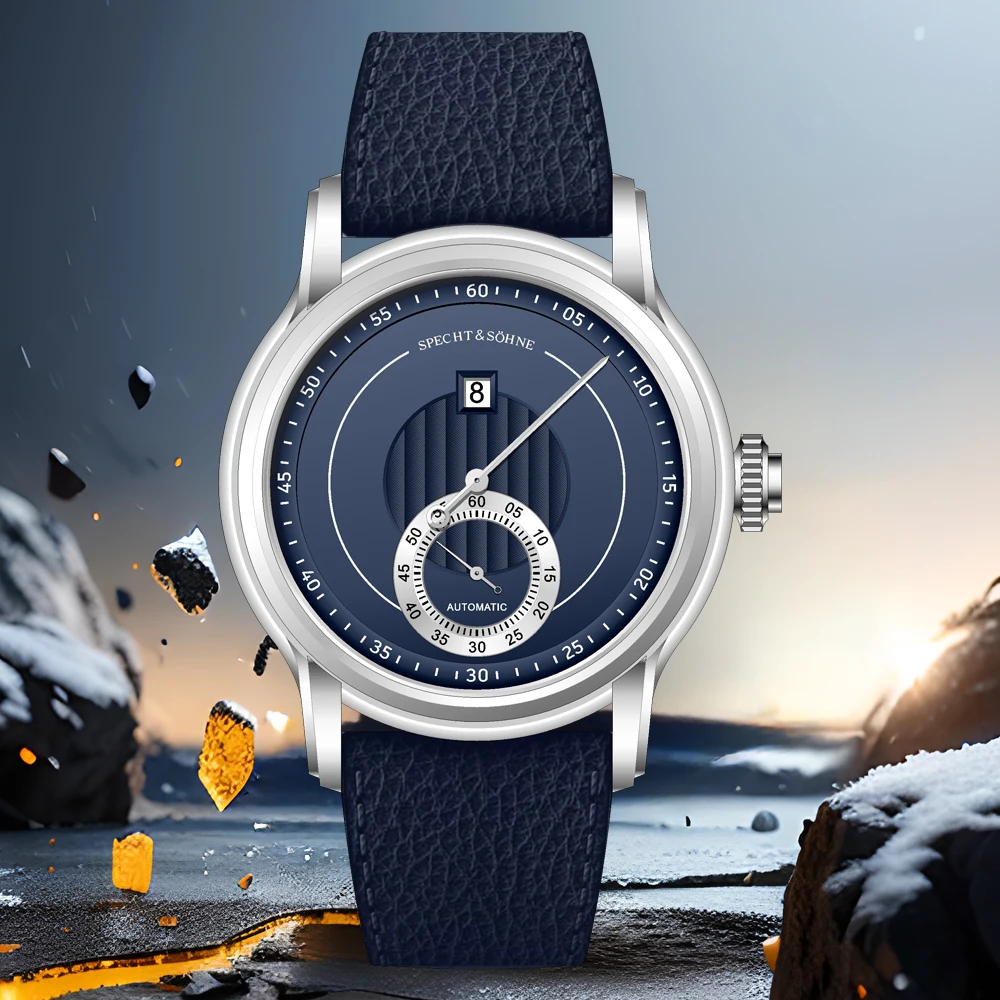 Relojes de pulsera mecánicos automáticos de lujo Specht & Söhne Jump Hour 2026 para hombre, con cristal de zafiro y acero inoxidable.