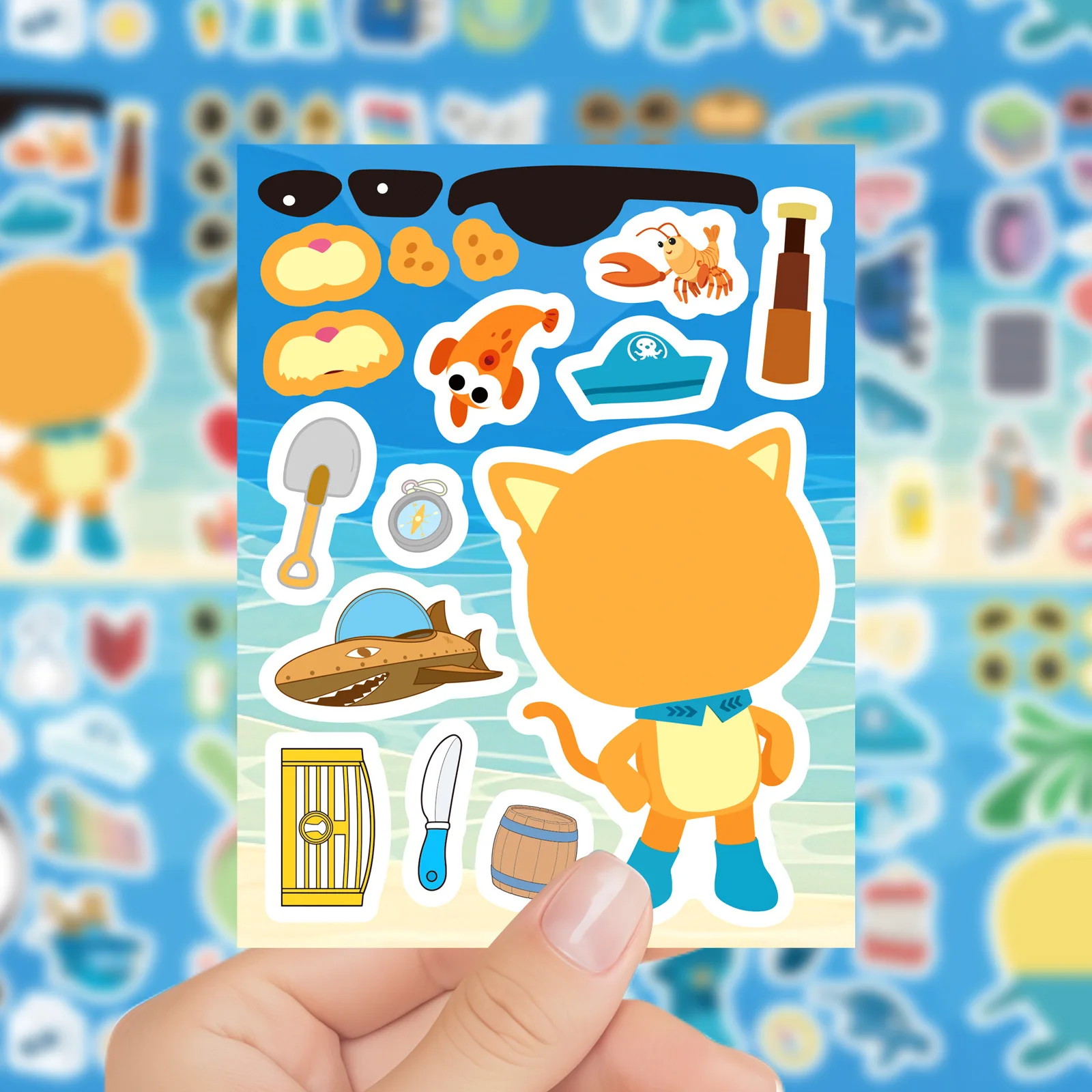 8 Hojas de Pegatinas de Animales Lindos para Hacer Caras, Juegos de Bricolaje para Niños, Rompecabezas de Dibujos Animados, Juguetes Educativos para Fiestas Infantiles