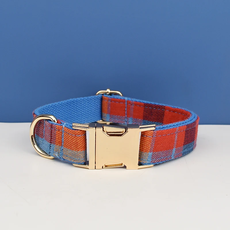 Nuevo Conjunto de Collar, Correa, Arnés y Bolsa para Excrementos de Perro, Diseño Personalizado con Logotipo, Cuadrícula Gris sobre Algodón Suave, Grid11