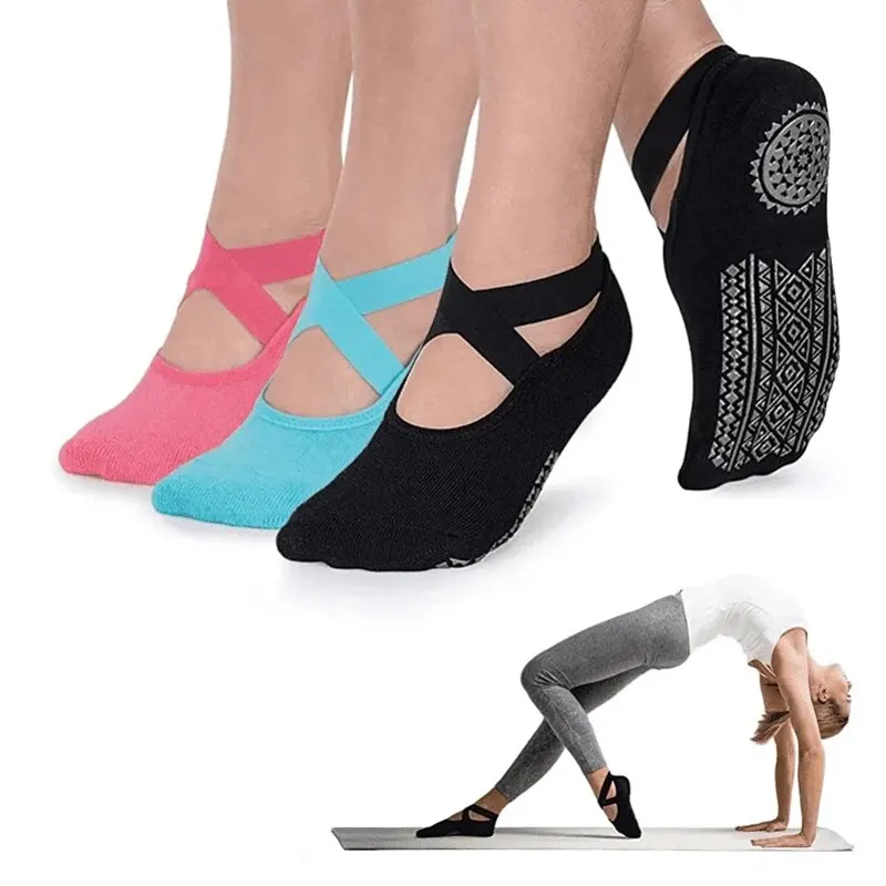 Calcetines de Pilates antideslizantes de alta calidad para mujer, calcetines de Yoga de vendaje transpirable, calcetines deportivos de Ballet de Barre de baile y Fitness de algodón