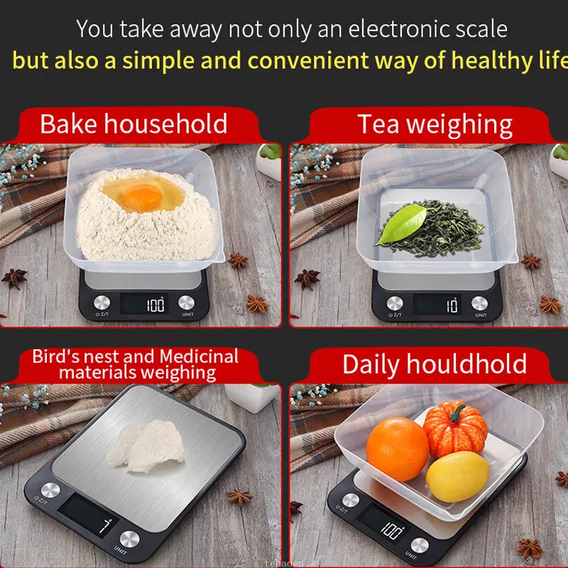 Báscula de cocina de 15Kg/1g, balanza de café y alimentos, báscula Digital electrónica inteligente, diseño de acero inoxidable para cocinar y hornear