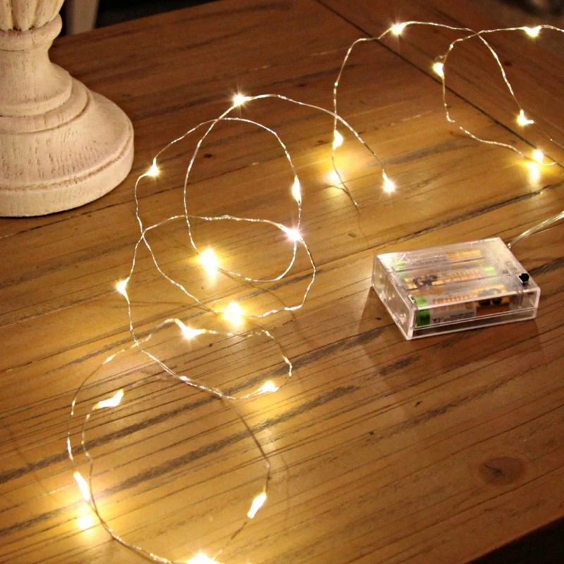 1M-30M 300Led cuerdas alambre de cobre 3XAA con pilas decoración del banquete de boda de Navidad guirnaldas de luces LED