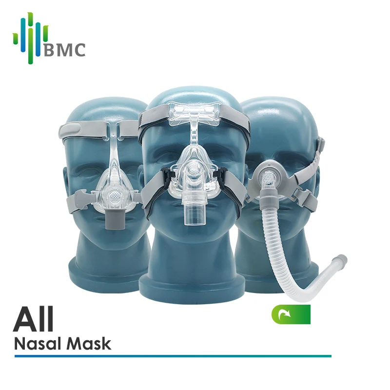 BMC-mascarilla Nasal CPAP, máscara facial completa con tubo, correa ajustable, respirador para viaje, máquina CPAP, solución antironquidos