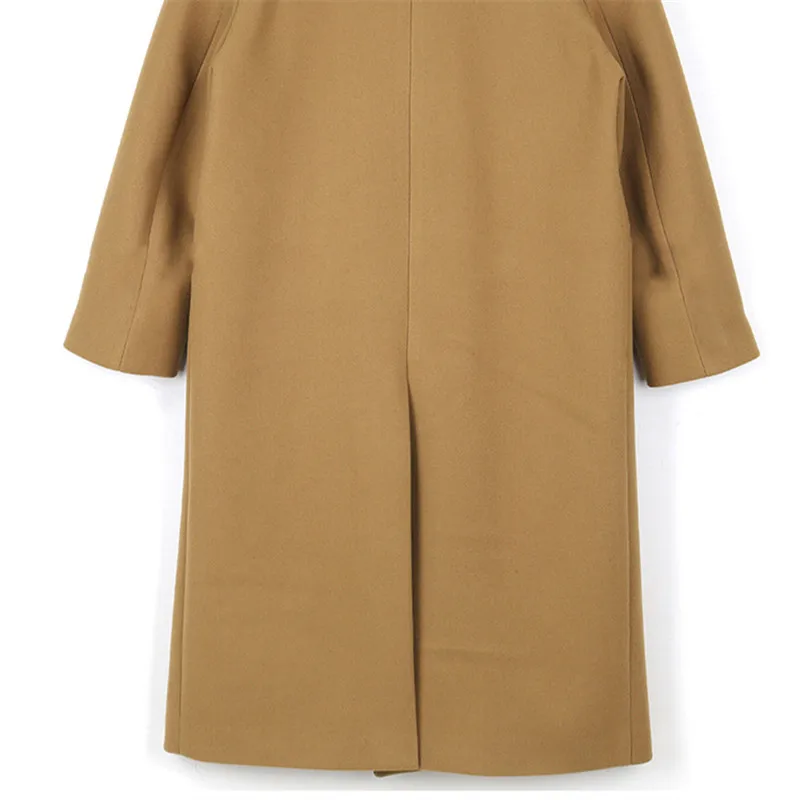 Abrigos de mezcla de lana para hombre, gabardina informal de negocios, Abrigo largo con cuello vuelto, rompevientos, moda de otoño e invierno