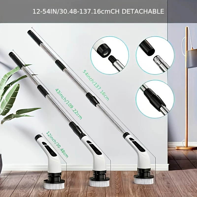Cepillo de limpieza eléctrico de mano multifuncional 9 en 1 con función telescópica, herramienta de limpieza de suelo de baño y cocina
