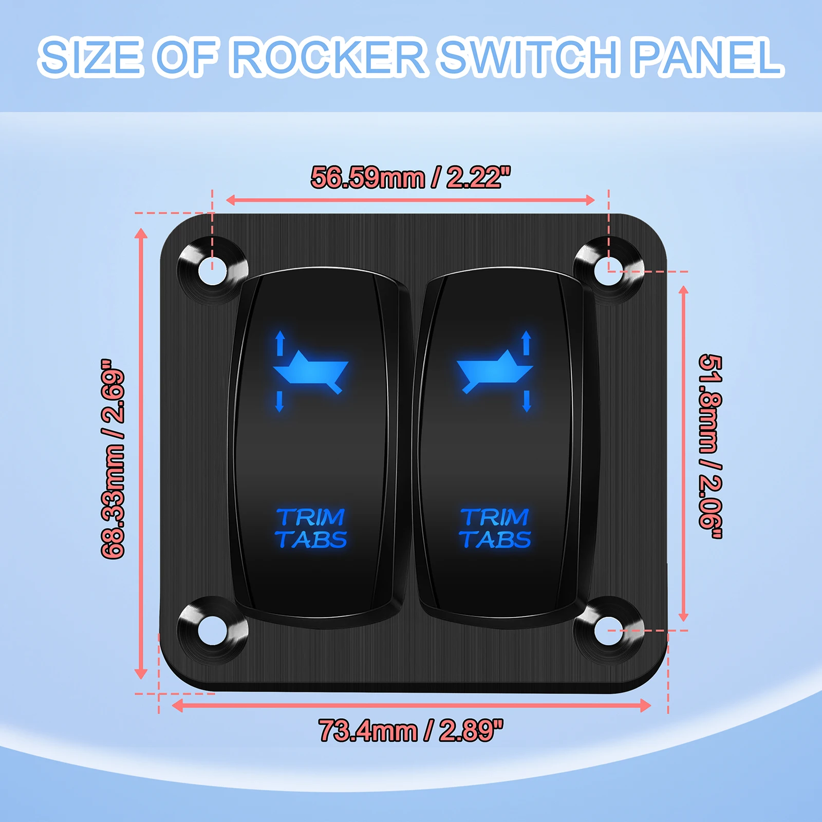 Panel de interruptor de lengüetas de ajuste (encendido)-apagado-(encendido) Panel de interruptor basculante momentáneo para consola de barcos marinos 12V/20A 24V/10A impermeable IP68