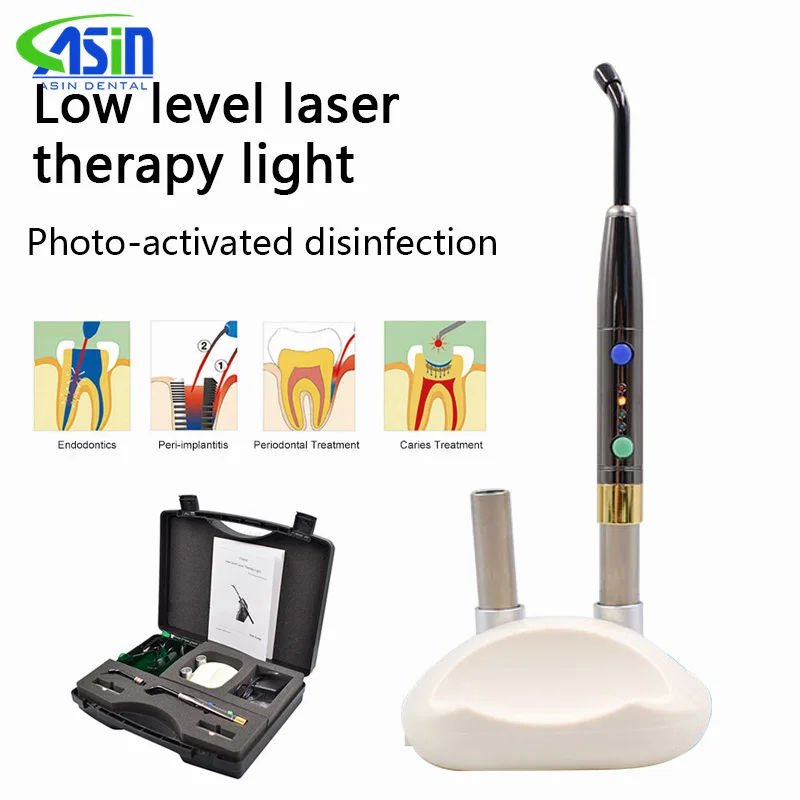Diodo de desinfección activado por fotografía médica Dental, Kit láser curativo, lámpara de luz con punta, bolígrafo láser de tejido suave Perio Endo 650nm F3WW