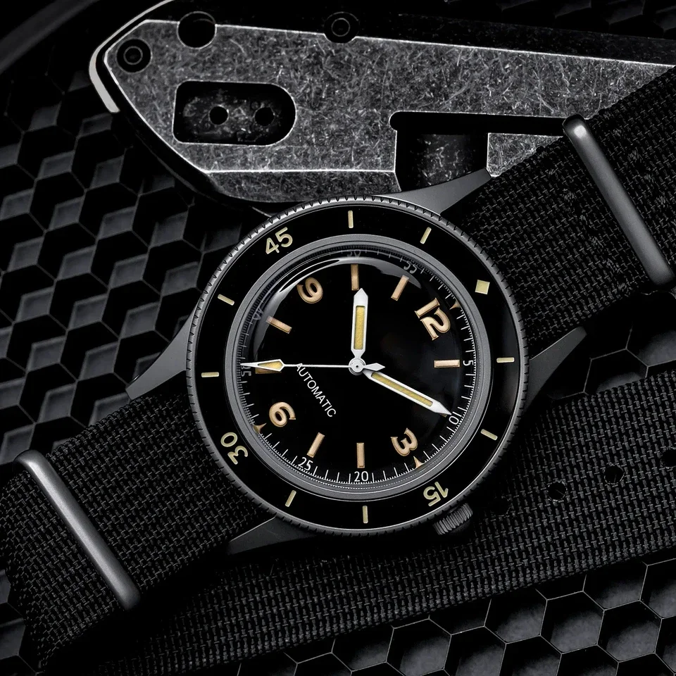 50-Fathoms Retro negro 40mm doble cúpula zafiro automático Miyota 8215 movimiento hombres reloj 20ATM bisel de cerámica luminosa verde