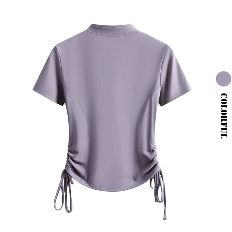 Camisetas de Yoga DRUR para mujer, camisetas deportivas de manga corta con cremallera, camiseta transpirable para Fitness, ropa de gimnasio para mujer, Top para correr, ropa de Yogawear 2025