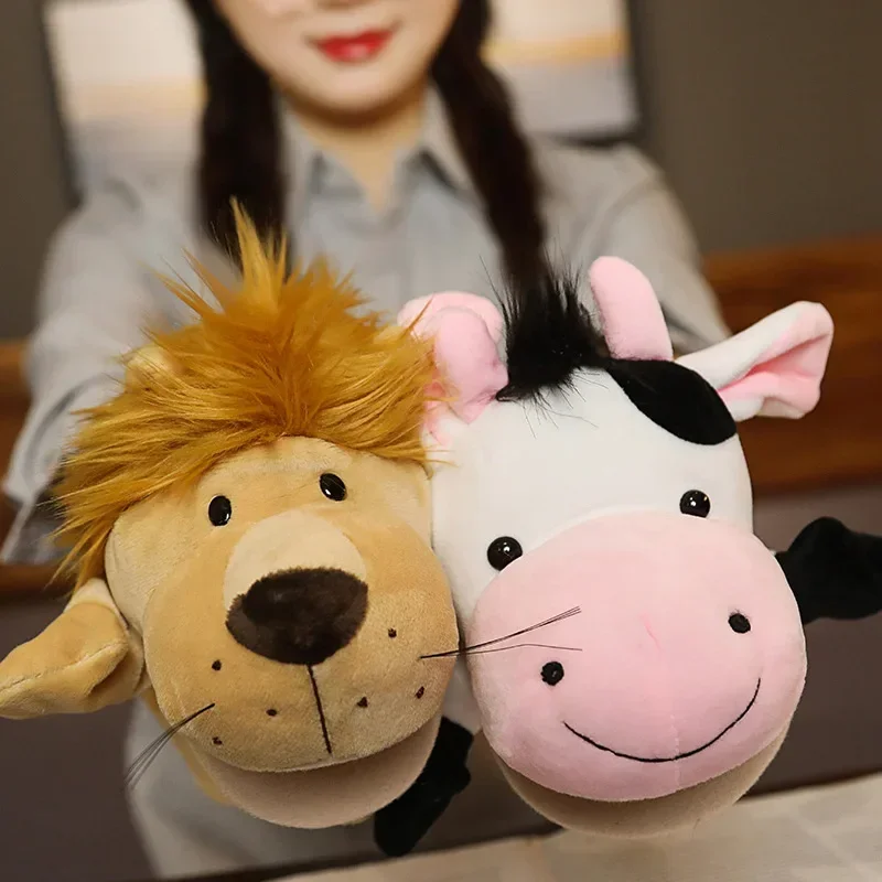 Juguete de Peluche Suave, Muñeco de Peluche Educativo para Bebés, León, Elefante, Mono, Jirafa, Tigre, Conejo, Marioneta de Mano Kawaii
