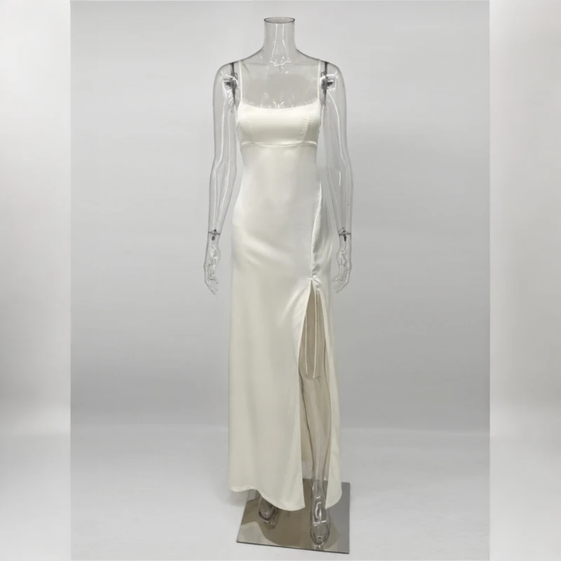 Vestido Largo Elegante Tsiisd para Mujer, sin Espalda, con Cordones, para Playa, Vacaciones, Fiesta, Boda, Noche
