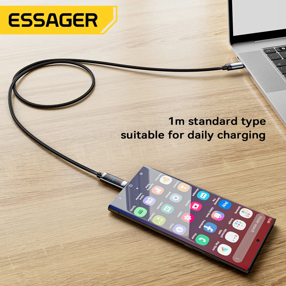 Essager-Cable USB tipo C a USB C de 240W, Cable de carga rápida PD 3,1 de 100W para Macbook Pro, Xiaomi, Samsung, portátil, Cable USBC de 2M