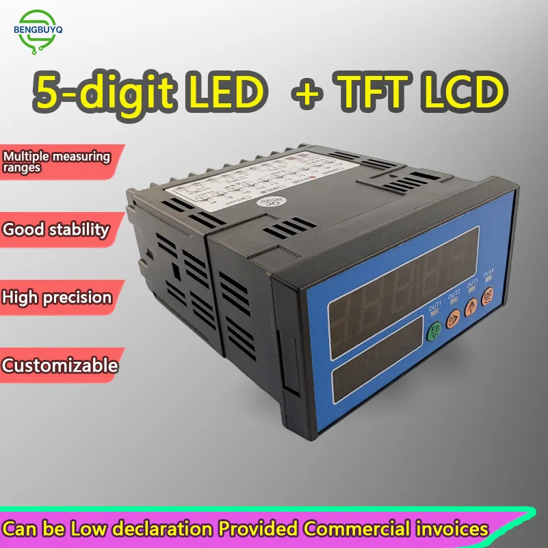Controlador de indicador de pesaje digital con pantalla TFT LED dual Alta precisión 24 bits ADC RS485 Modbus Alarma de relé de salida analógica