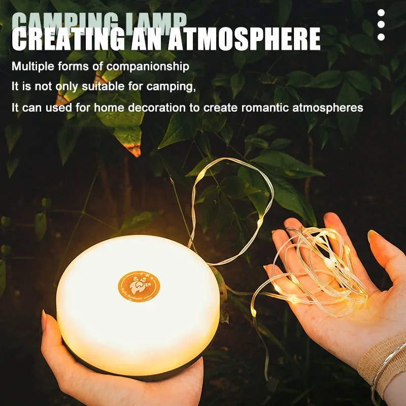 Luces solares para acampar al aire libre, cadena de luces de 10 metros, luz para tienda de campaña al aire libre, luz de ambiente RGB, linterna LED con gancho ﻿