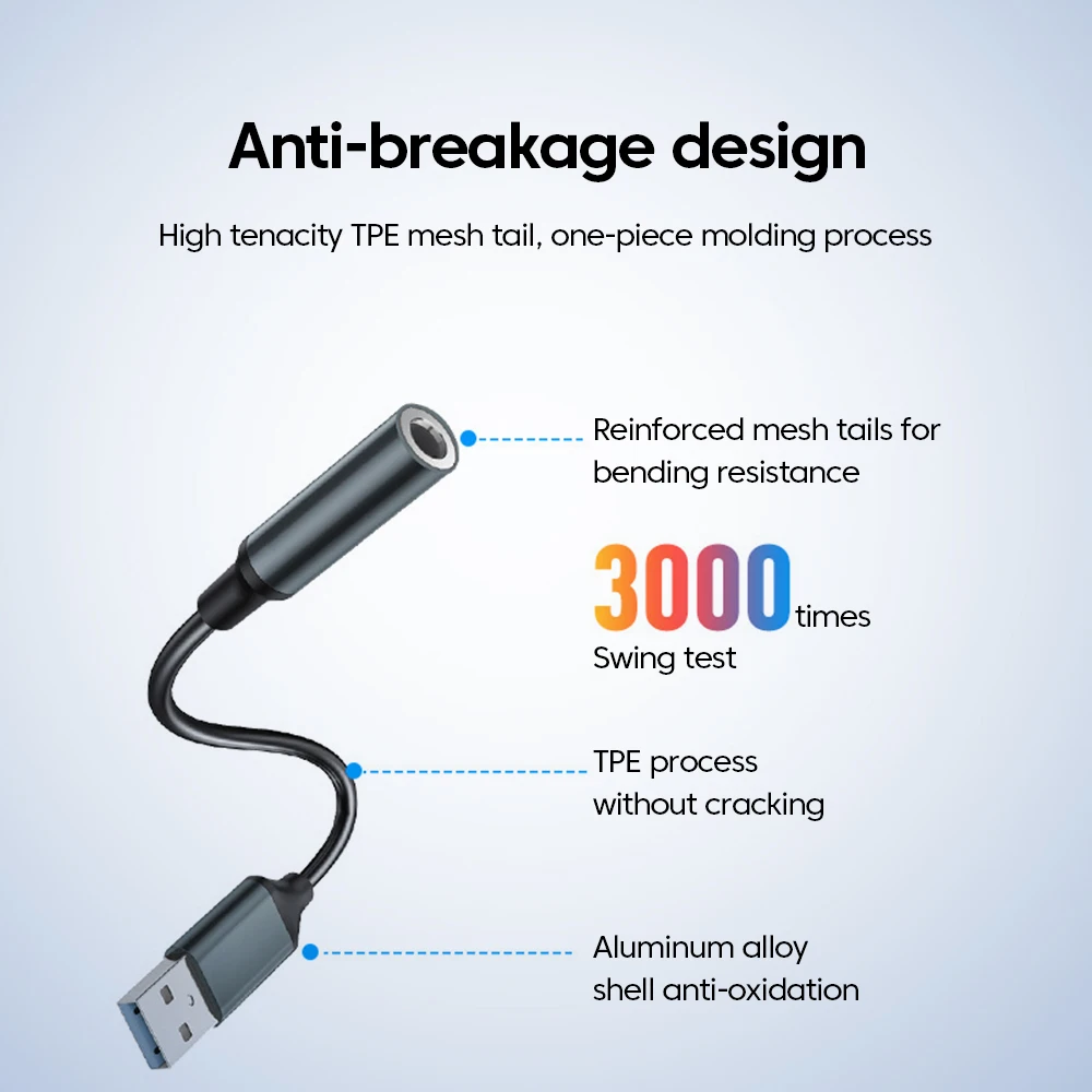 Olaf-Adaptador de conector de Audio USB a 3,5mm, auriculares/micrófono de 3,5mm, adaptador de conector USB a 3,5, tarjeta de sonido estéreo externa para PC