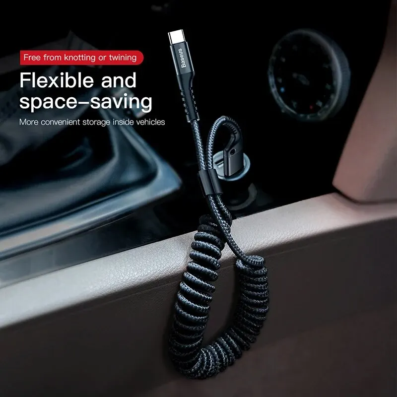 Baseus-Cable telescópico de carga rápida tipo C, cargador de teléfono para coche, Cable USB para Samsung, Xiaomi, Redmi