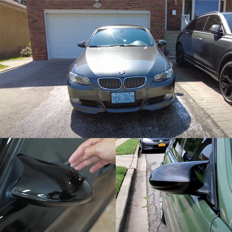 Retrovisor lateral de alta calidad estilo M3 M bocina diseño de fibra de carbono cubierta de espejo para BMW 1 3 Series E81 E82 E87 E88 E90 E91 E92 E93