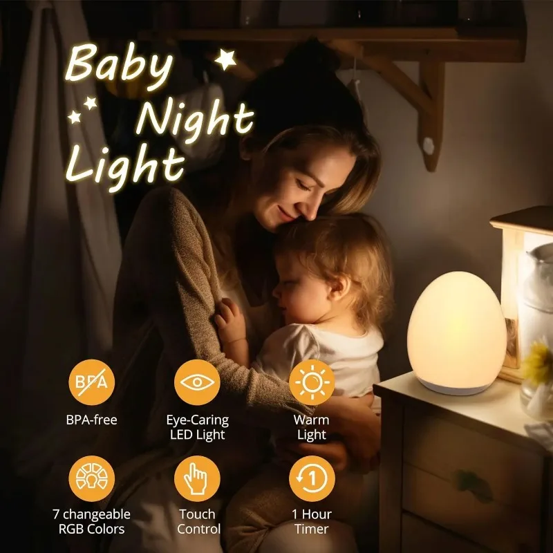 Luz nocturna que cambia de 7 colores, lámpara regulable táctil con Control remoto RGB, lámparas de mesita de noche portátiles, lámpara de noche recargable por USB