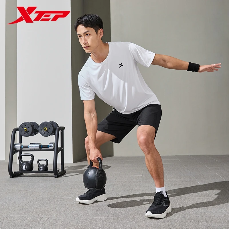 Xtep-traje deportivo de manga corta para hombre, traje deportivo de secado rápido, Tops y pantalones para exteriores que absorben el sudor, 876229A70176