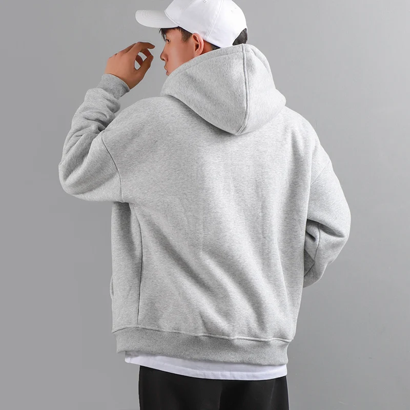 Dukeen-sudaderas con capucha de invierno para hombre, camisa con capucha gruesa y cálida con cremallera, ropa informal de Color sólido para mujer, abrigo blanco y negro