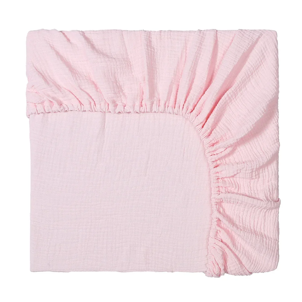 Sábanas de cuna de muselina bordadas con nombre personalizado para niñas y niños, sábana de algodón ajustada para cuna de bebé, juego de cama de colchón