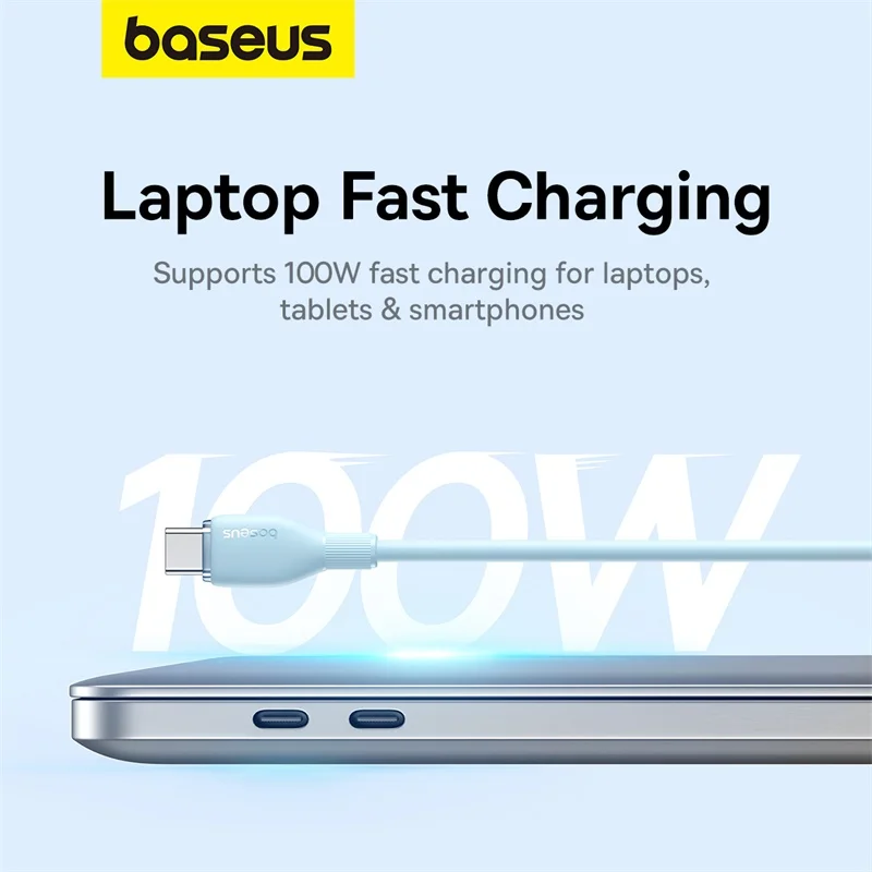 Cable Baseus PD 100W USB C a USB tipo C para Macbook Cable de carga rápida para iPhone 16 15 Cable tipo C para Xiaomi