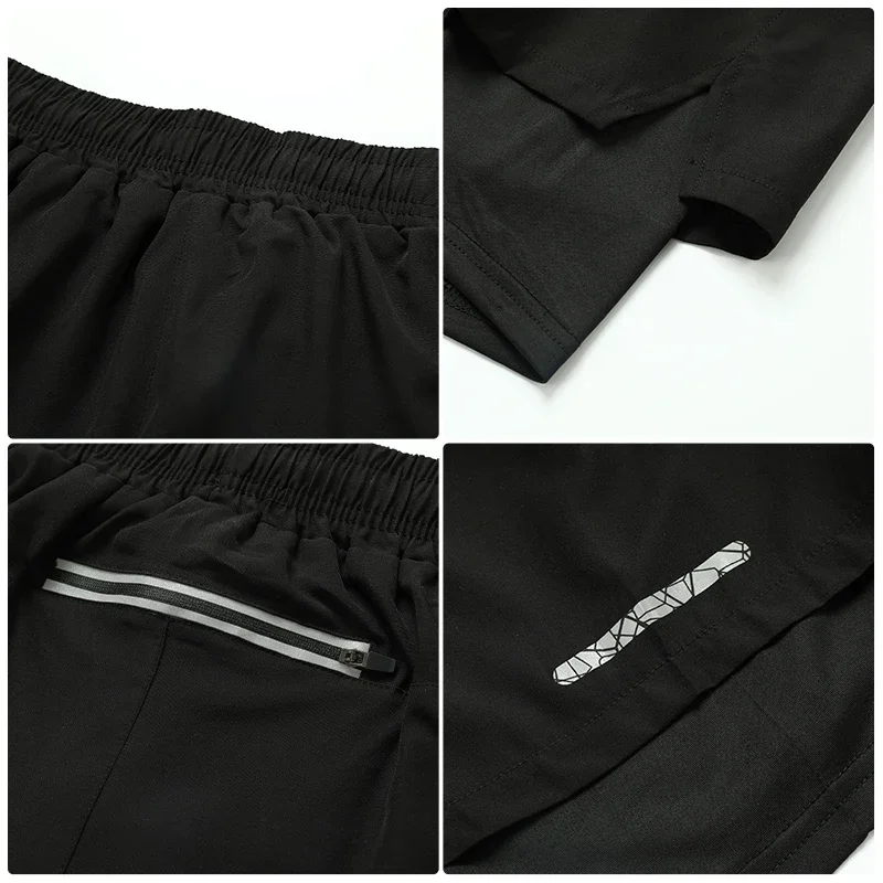 Pantalones cortos 2 en 1 para correr al aire libre para hombre, pantalones de chándal de doble capa para entrenamiento físico de secado rápido, nuevos pantalones deportivos, pantalones de culturismo