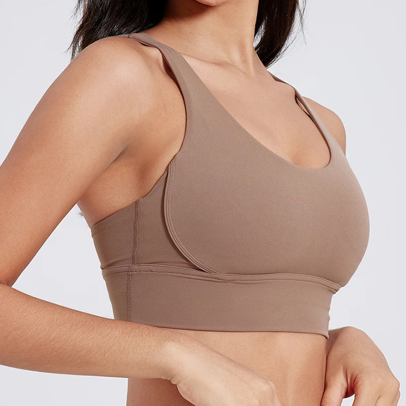 Sujetador con espalda cruzada para mujer, ropa interior deportiva de Color sólido, Sujetador deportivo suave para Fitness, Top para gimnasio, Yoga, entrenamiento atlético con almohadilla para el pecho
