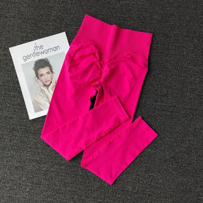 Pantalones deportivos sin costuras para Yoga, mallas deportivas de cintura alta, transparentes, para Yoga, gimnasio, correr, pantalones de secado rápido, pantalones con fruncido en la parte de atrás