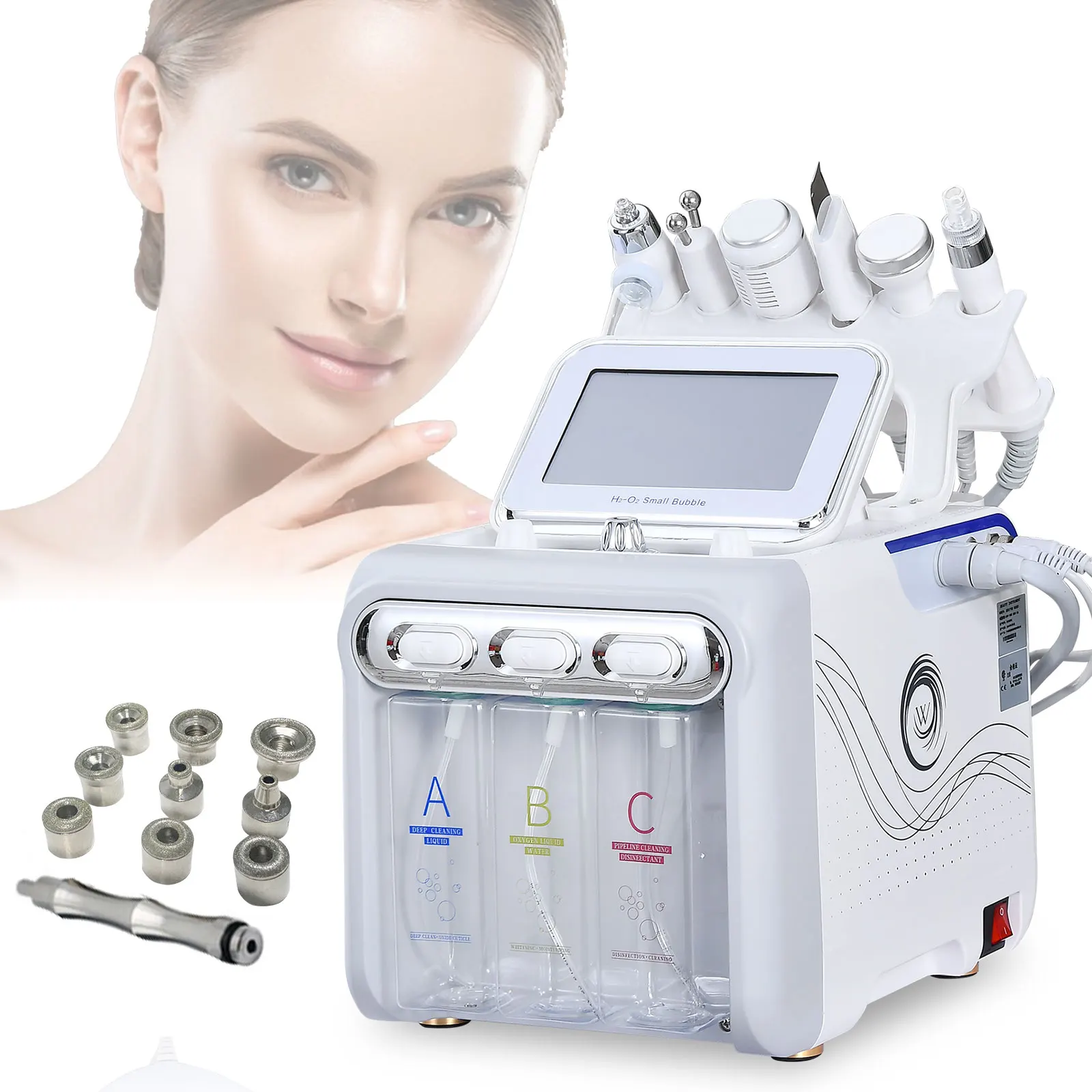 Máquina facial hidro 7 en 1 H2O2, máquina facial de belleza Hydra, muy vendida.