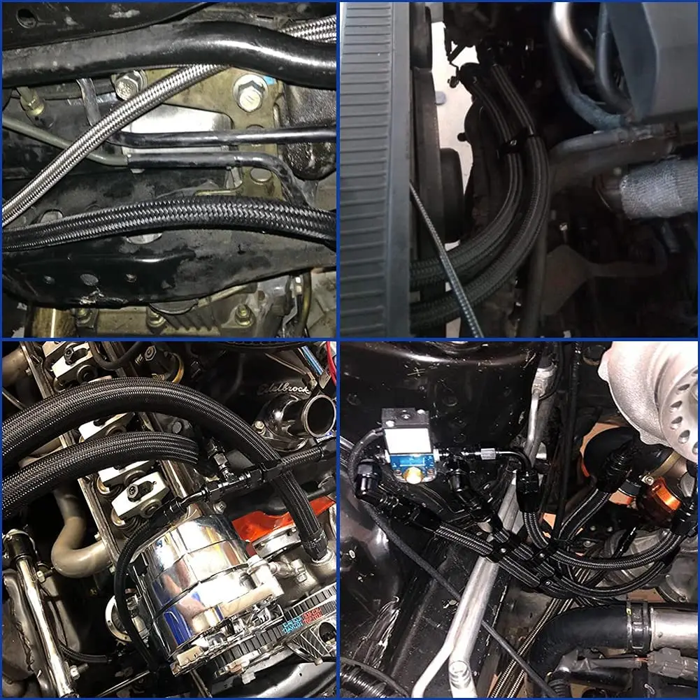 3M AN6/AN8/AN10 CPE accesorios de combustible de aceite extremo de manguera 0 + 45 + 90 + 180 grados Kit adaptador de aceite AN6 línea de manguera de combustible de aceite trenzado con abrazaderas