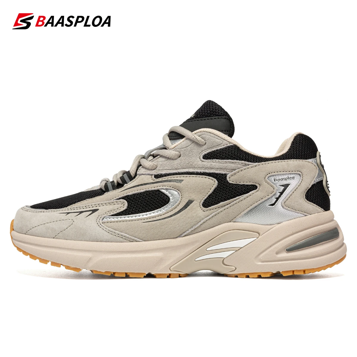 Baasploa, nuevos zapatos para correr para hombre, moda para actividades al aire libre, zapatos deportivos de malla ligeros, zapatos informales transpirables antideslizantes para caminar para hombre