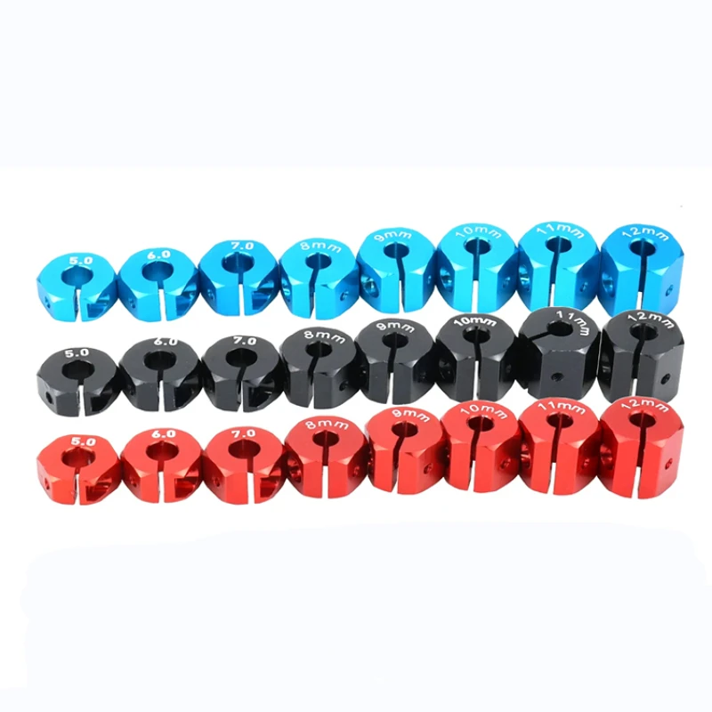 Adaptador de aluminio de 5/6/7/8/9/10/11/12mm, buje de transmisión hexagonal de 12mm con tornillos de pasador para camión con pista automática RC HSP HPI Tamiya Traxxas Slash
