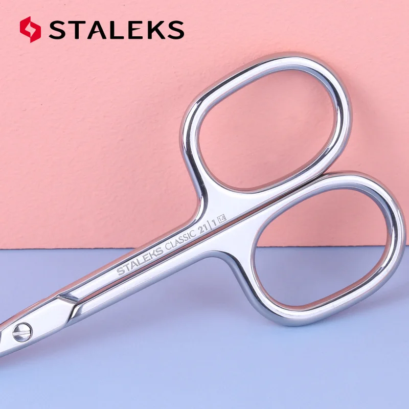 STALEKS SC-21-1 tijeras para cutículas de uñas, tijeras para cejas de acero inoxidable, manicura, elimina la piel muerta, herramienta de maquillaje para el cabello de la nariz