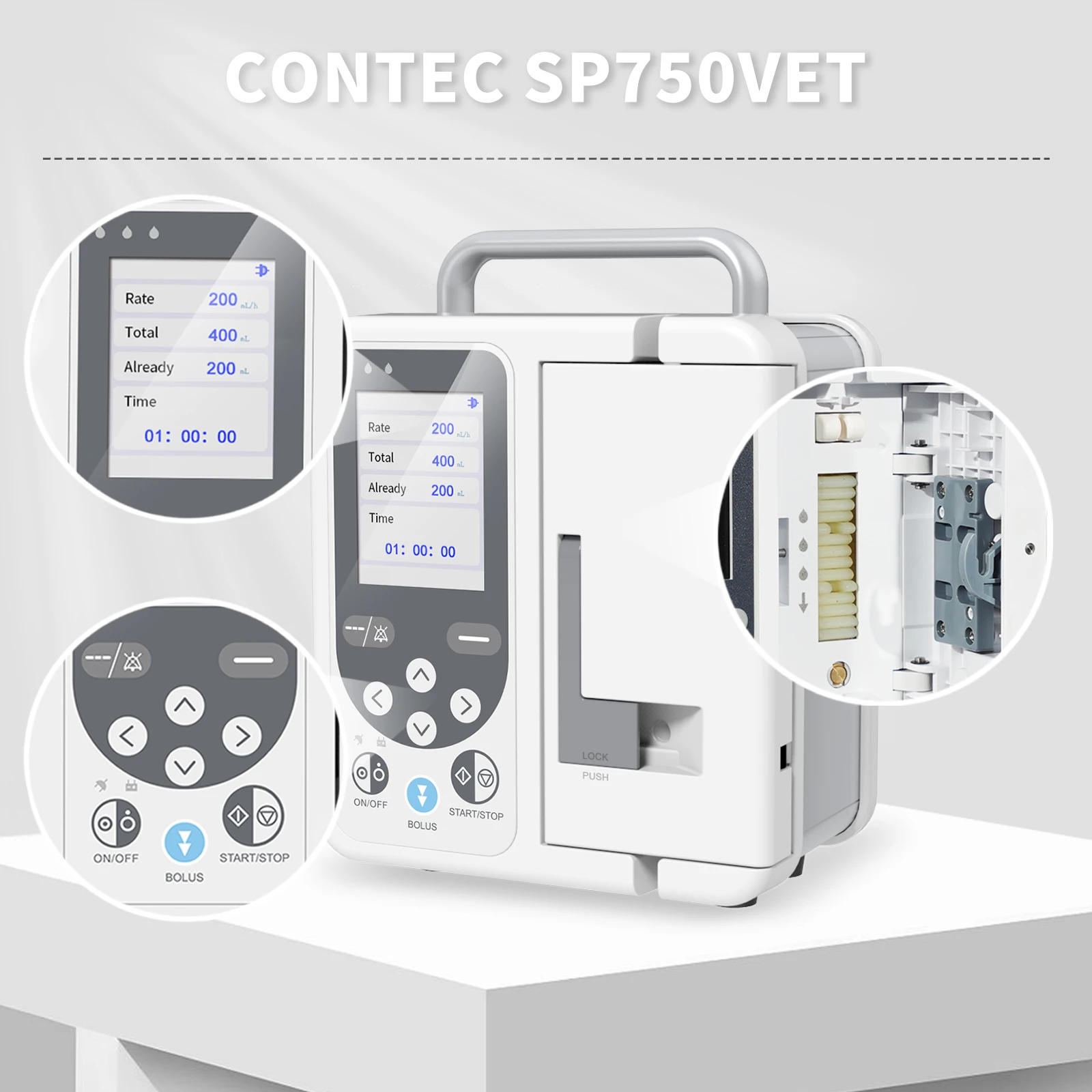 CONTEC-bomba de infusión veterinaria, Control de fluido estándar IV con alarma, SP750, clínica hospitalaria, uso preciso