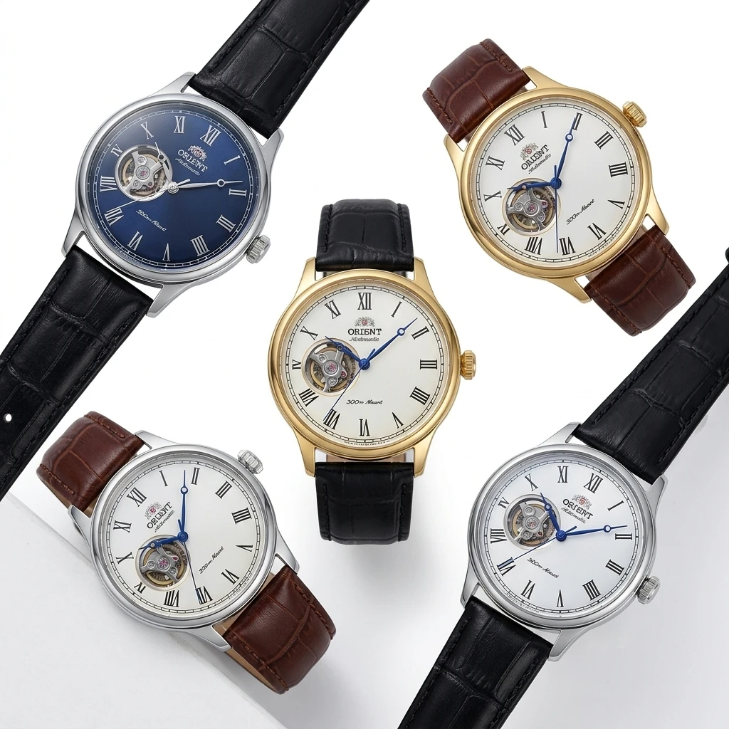 Reloj Mecánico Automático de Negocios para Hombre Orient, Esfera Esqueletizada con Números Romanos, Correa de Cuero