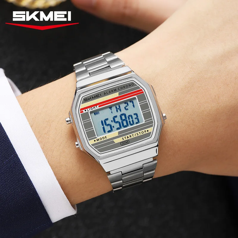 Reloj SKMEI 2514 Clásico Electrónico Digital Cuadrado con Cronómetro y Alarma, Estilo Retro, Reloj para Hombre, Relogio Masculino, Reloj Hombre, Homme