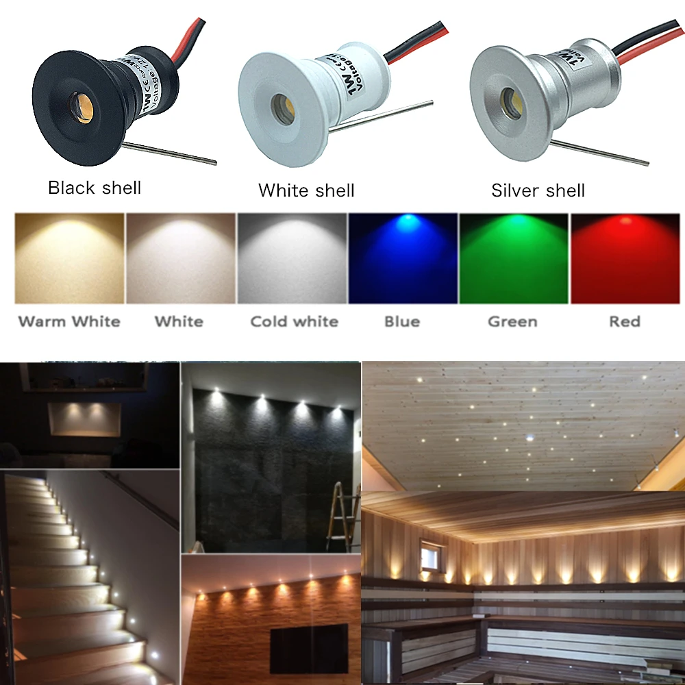 Mini luz empotrable LED de 12V y 1W, foco pequeño empotrable para techo, cocina, escalera, foco Led para interiores con transformador AC110-220V