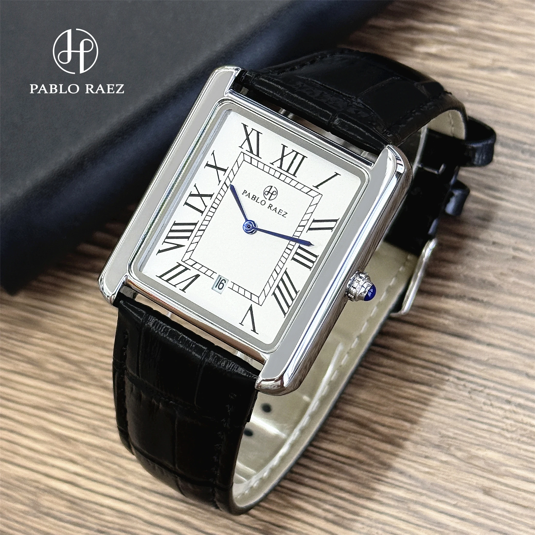 Reloj de hombre de negocios Retro clásico calendario de cuero de lujo impermeable reloj de cuarzo de moda masculina relojes con caja y batería de repuesto